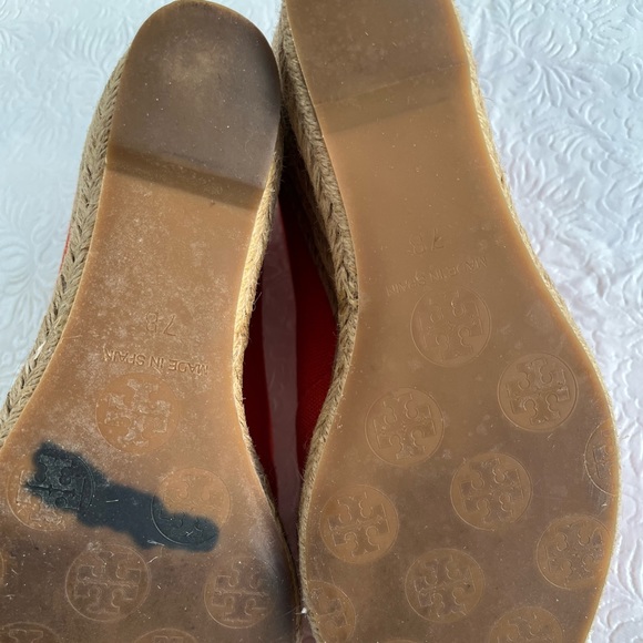 Tory Burch Orange Canvas Espadrilles size 7B - Picture 5 of 7